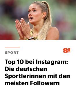 Top 10 bei Instagram: Deutsche Sportlerinnen mit den meisten Followern