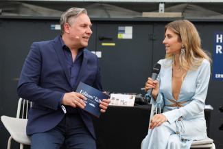 Florian Boitin und Cathy Hummels beim „Editors' Talk“ von Playboy und Sports Illustrated in Düsseldorf